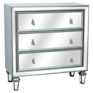 Crestview Collection Hollywood 3 Drawer Gunmetal and Mirrored Chest