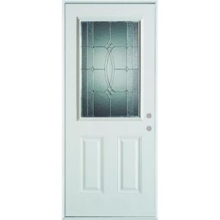 Stanley Doors 32 in. x 80 in. Diamanti Classic Zinc 1/2 Lite 2 Panel Prefinished White Steel Prehung Front Door 1534S S 32 L Z