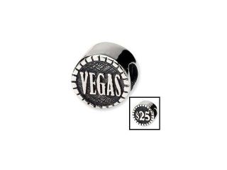 Antique Silver Pandora Style Vegas Chip Charm Bead