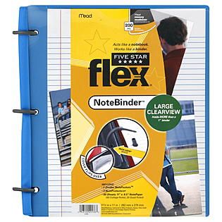 Mead Five Star Flex Note Binder, Clearview, Large, 1 binder   Office