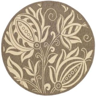 Safavieh Courtyard Brown/Natural 5 ft. 3 in. x 5 ft. 3 in. Round Indoor/Outdoor Area Rug CY2961 3009 5R