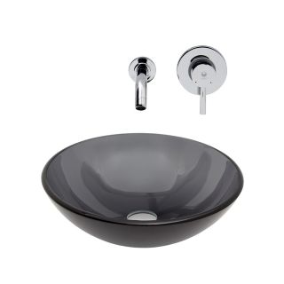 VIGO Black and Chrome Glass Vessel Bathroom Sink with Faucet (Drain Included)
