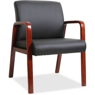 Lorell Black Leather Wood Frame Guest Chair   17092457  
