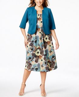 Le Bos Plus Size Floral Print Dress and Jacket   Dresses   Women