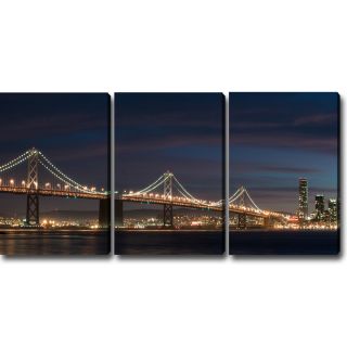 Night at the San Francisco Bay Bridge Canvas Art (Set of 3