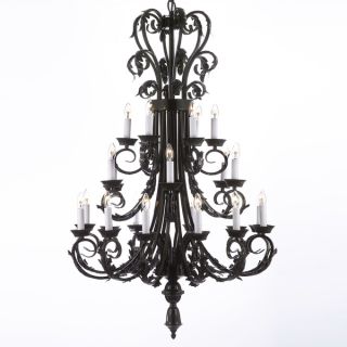 Gallery Wrought Iron 24 light White Foyer / Entryway Chandelier