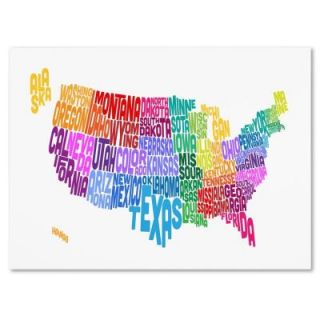 Trademark Fine Art 16 in. x 24 in. USA States Txt Map 3 Canvas Art MT0241 C1624GG