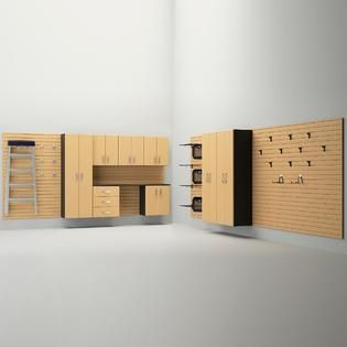 Flow Wall 12 Piece Garage Cabinet System   Maple