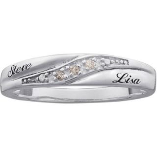 Personalized Ladies' Sterling Silver Diamond Accent Name Wedding Band