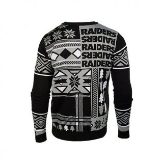 Officially Licensed NFL Patches Crew Neck Ugly Sweater   Raiders   7765963