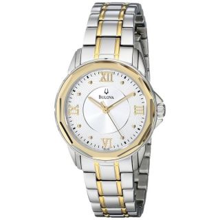 Bulova Womens Silver Dial Two tone Stainless Steel Band Dress Style