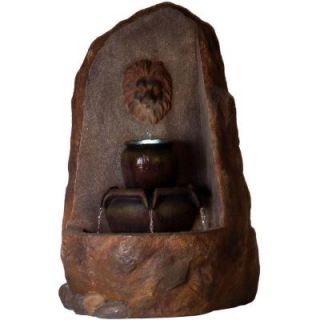 Pure Garden 3 Tier LED Lighted Outdoor Rock Fountain with Pump 50 0007
