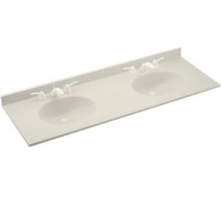 Swanstone Chesapeake 73 in. Solid Surface Double Basin Vanity Top with Bowl in Glacier DISCONTINUED CH2B2273 121