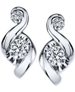 Proud Mom Diamond Swirl Earrings (1/4 ct. t.w.) in 14k White Gold