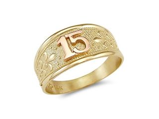 Quinceanera Ring 14k Rose & Yellow Gold Band 15 Birthday