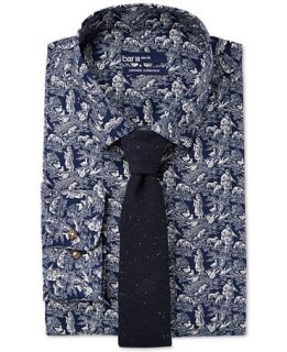 Bar III Carnaby Collection Slim Fit Toile Print Dress Shirt and Solid