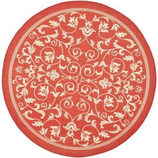 Safavieh Courtyard Red/Natural 5 ft. 3 in. x 5 ft. 3 in. Round Indoor/Outdoor Area Rug CY2098 3707 5R
