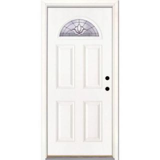 Feather River Doors 37.5 in. x 81.625 in. Medina Zinc Fan Lite Unfinished Smooth Fiberglass Prehung Front Door 432101