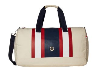 Tommy Hilfiger TH Stripes   Painted Canvas Large Duffel Natural/Navy/Red