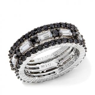 Victoria Wieck Absolute™ Black and White 3 piece Sterling Silver Ring Set   7729330