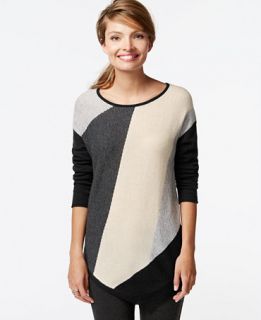 Charter Club Cashmere Colorblocked Asymmetrical Sweater
