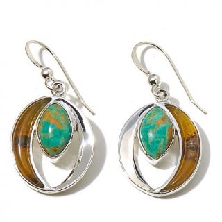 Jay King Green Opal and Turquoise Drop Sterling Silver Earrings   8006850