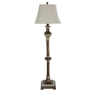 Absolute Decor 62.5 in Chestnut and Silver Indoor Floor Lamp with Fabric Shade
