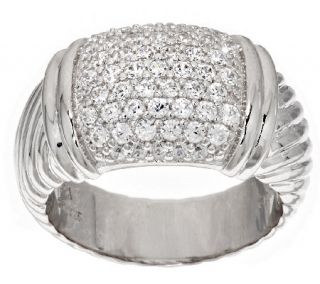 Diamonique 8/10cttw Pave Dome & Twisted Design Ring, Sterling —