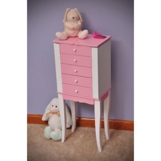 Mele & Co. Louisa Girls Jewelry Armoire in Pink and White