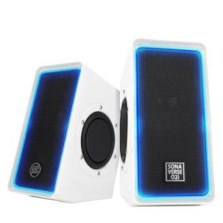 GOgroove SonaVERSE O2i Multimedia Computer Speaker System with Glowing LED Volume Control and USB Plug N Play Design GGSVO2I100WTEW