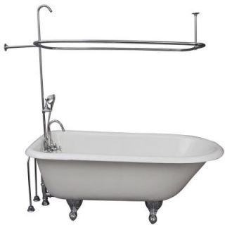 Barclay Products 5.6 ft. Cast Iron Ball and Claw Feet Roll Top Tub in White with Polished Chrome Accessories TKCTR67 CP2