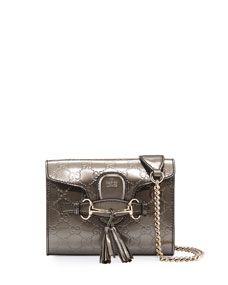 Gucci Emily Guccissima Mini Crossbody, Gunmetal