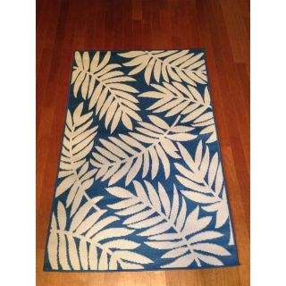Woven Floral Blue/ Beige Indoor/ Outdoor Rug (3 x 5)  