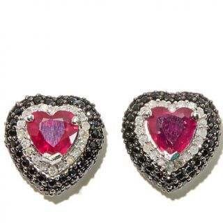 Victoria Wieck Ruby, Spinel & White Diamond "Heart" Sterling Silver Stud Ea   7504603