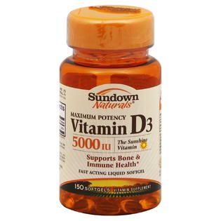 Sundown  Vitamin D3, 5000 IU, Softgels, Maximum Potency, 150 softgels