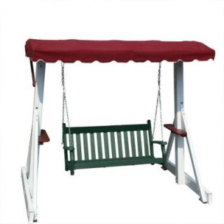 Vifah Roch Recycled Plastic Patio Swing with Canopy Top in Burgundy DISCONTINUED A3458.1230 G.5.11