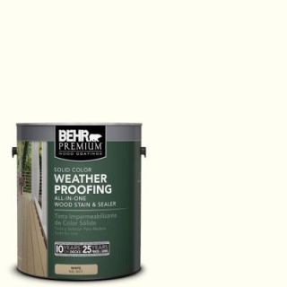 BEHR Premium 1 gal. #SC 337 Pinto White Solid Color Weatherproofing All In One Wood Stain and Sealer 501101