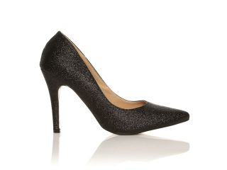 DARCY Black Glitter Stilleto High Heel Pointed Court Shoes Size US 5