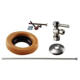 Westbrass 1/2 in. Nominal Compression Lever Handle Angle Stop Toilet Installation Kit with Brass Supply Line in Satin Nickel D1614TBL 07