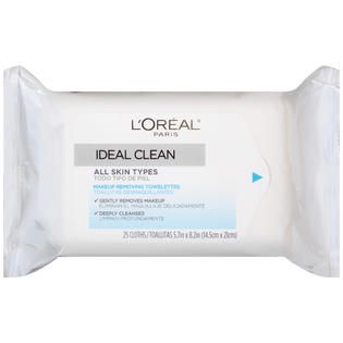 Oreal Clean All Skin Types Makeup Removing Towelettes 25 CT BAG