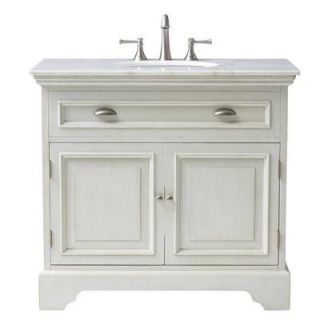 Home Decorators Collection Sadie 38 in. Vanity in Antique Cream with Marble Vanity Top in White with White Basin 1666500450