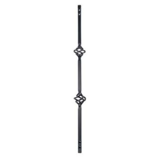 Fortress Railing Products 31 in. x 5/8 in. Black Sand Steel Square Double Basket Face Mount Deck Railing Baluster 54131038