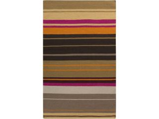 3.25' x 5.25' Sunset Surf Purple, Brown and Mango Hand Woven Wool Area Throw Rug