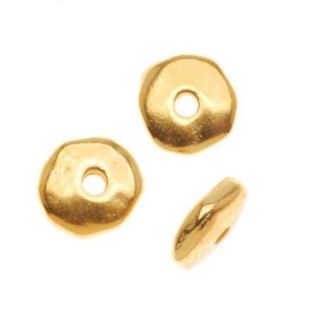 22K Gold Plated Pewter Nugget Heishe Spacer Beads 6mm (10)