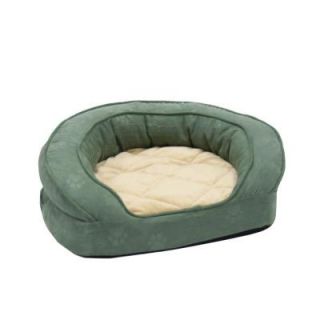 K&H Pet Products Deluxe Ortho Bolster Sleeper Small Green Paw Print Dog Bed 4406