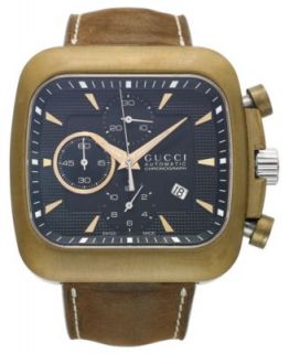 Gucci Watch, Unisex Swiss Automatic Chronograph Coupe Brown Leather