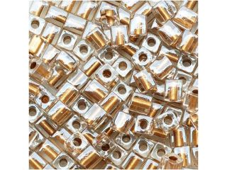 Miyuki 4mm Cube Beads "Metallic Gold Lined" #234 10 Gr