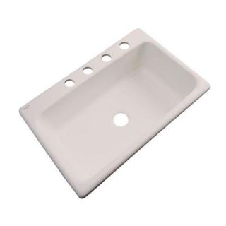 Thermocast Manhattan Drop In Acrylic 33 in. 4 Hole Single Bowl Kitchen Sink in Shell 48408