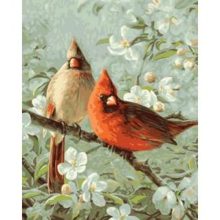 Plaid Paint by Number 16 in. x 20 in. 23 Color Kit Cardinals and Cherry Blossom Paint by Number 21737