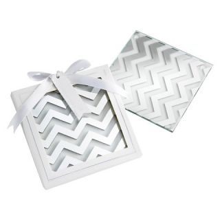 Kate Aspen Shimmer and Shine Silver Chevron Coasters   Set of 12
